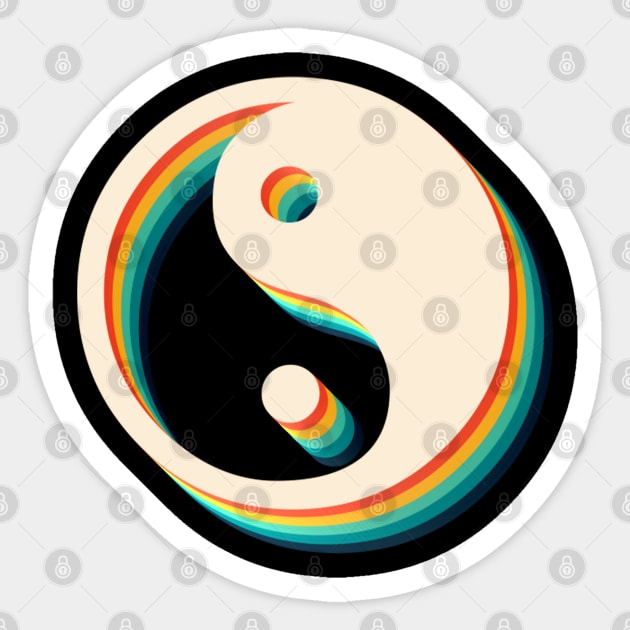 Ying Yang Symbol Retro Sticker by youokpun